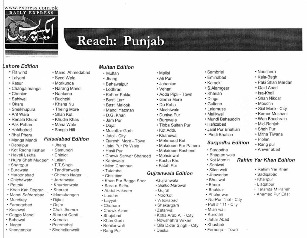 Book Express Newspaper Ads in Pakistan Today 2 Express Reach