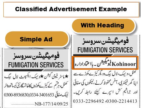 Book Fumigation Service Pest Control Ad in Newspaper 2 fumigation service advertisement example